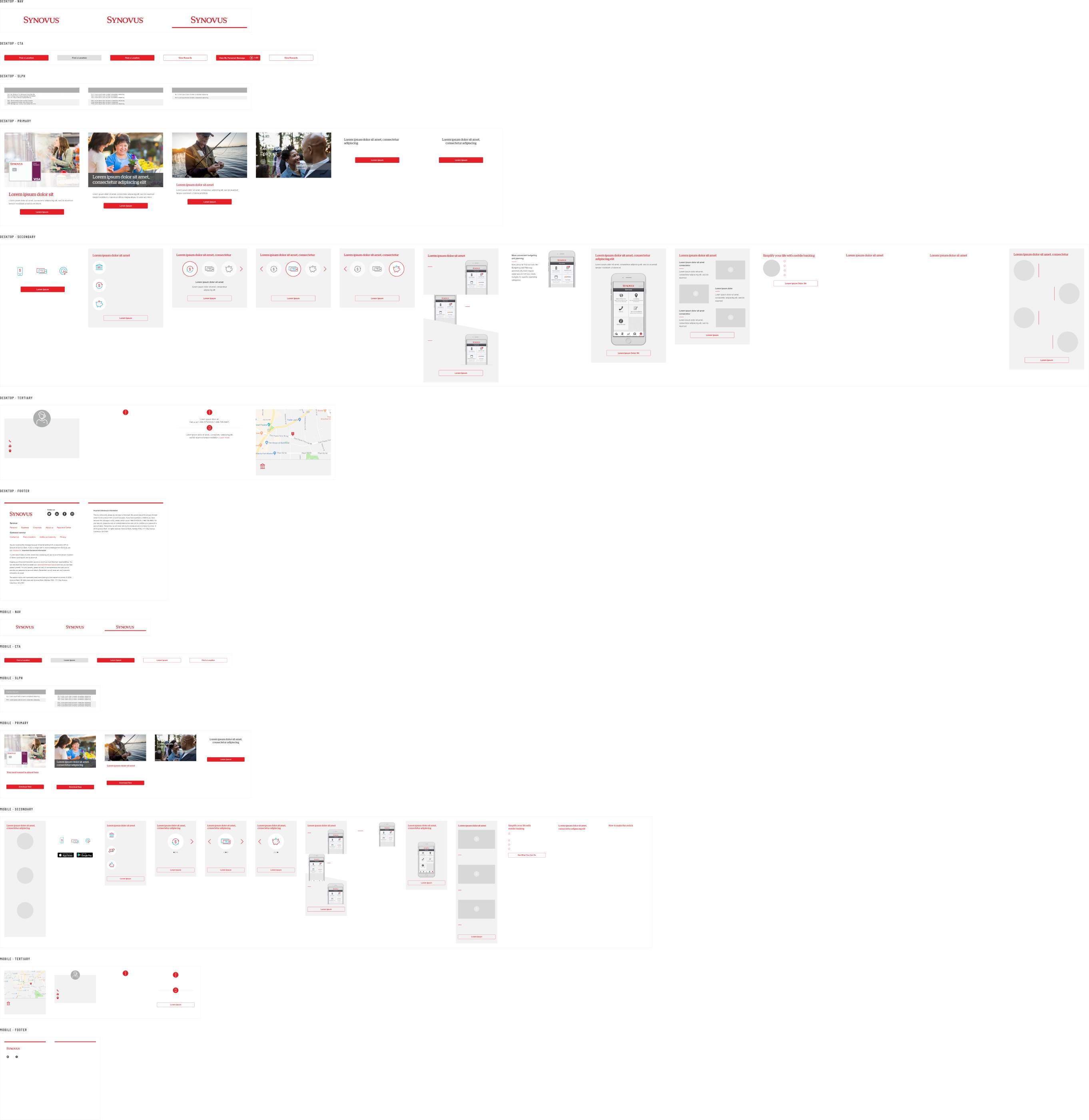Figma Symbols page with the master components in labeled rows